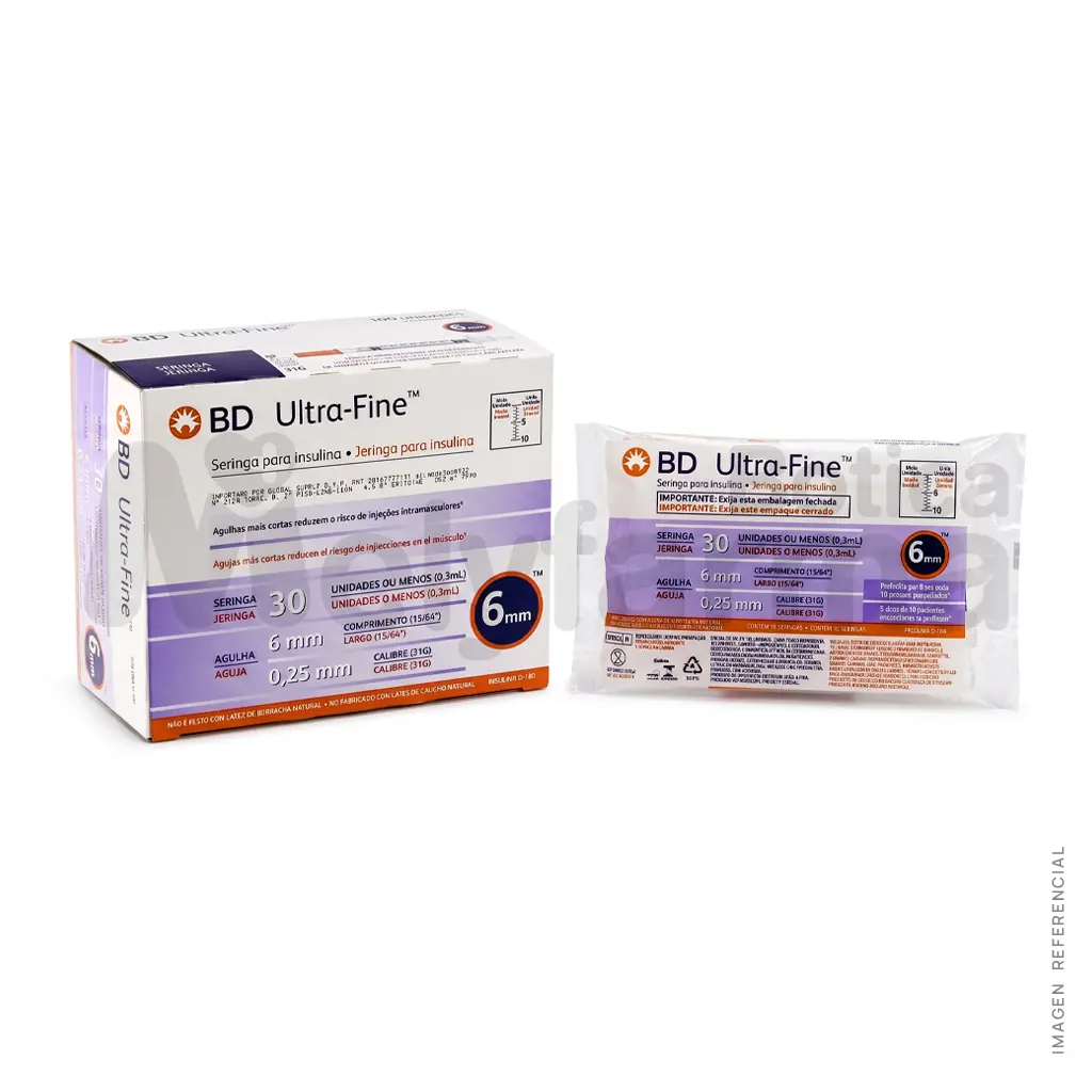 Caja de jeringa de insulina BD Ultra-Fine 30 unidades 0.3 mL